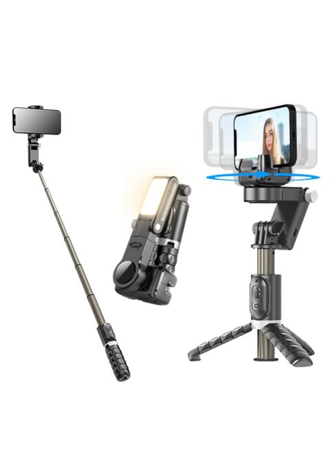Selfie Stick Gimbal Stabilizer, 4 in 1 Portable Tripod, Gimbal Stabilizer, 360° Face Tracking, Auto Balance 1-Axis Gimbal for Smartphone Recording Video, Vlog, Tiktok, YouTube