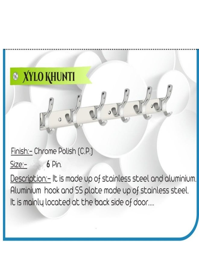 Cosvit Xylo Hanger Stainless Steel 6 Pin Cloth Hanger Wall Mounted (Pack of 1) - Image 4