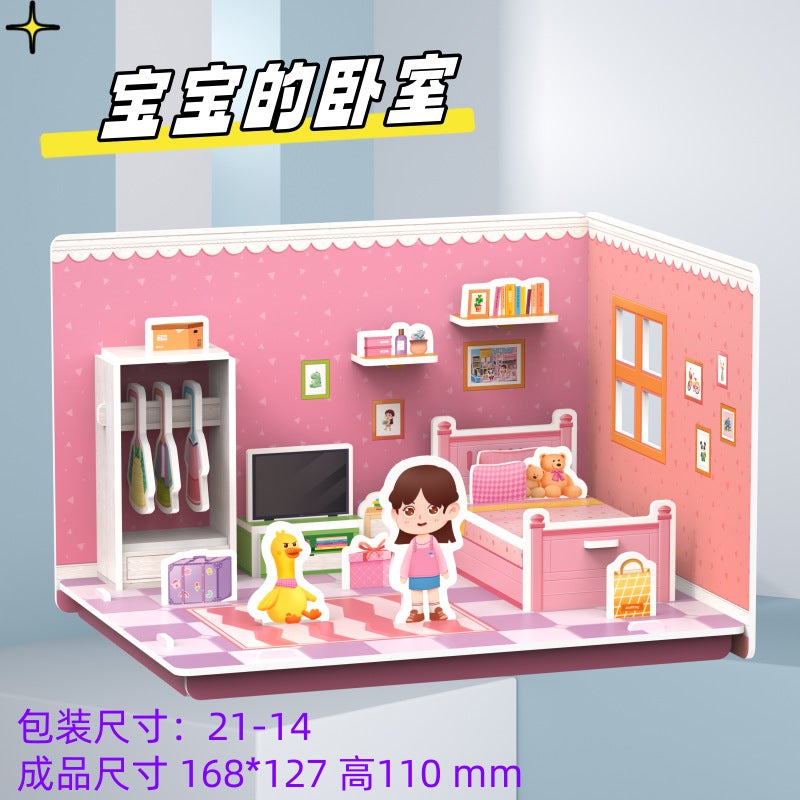 Children'S 3D Stereo Puzzle Toys For Ages 3 To 6, House Princess Building Blocks For Boys And Girls, 3D Diy Handmade Small House Assembly - Image 5