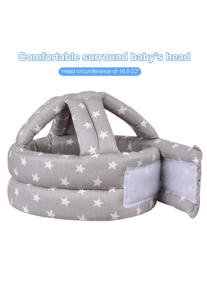 TORASO خوذة توراسو للأطفال، خوذة رأس للأطفال الرضع للزحف، واقي رأس مبطن، واقي رأس ناعم للأطفال الذين يتعلمون المشي، نجمة رمادية (1) - Image 2