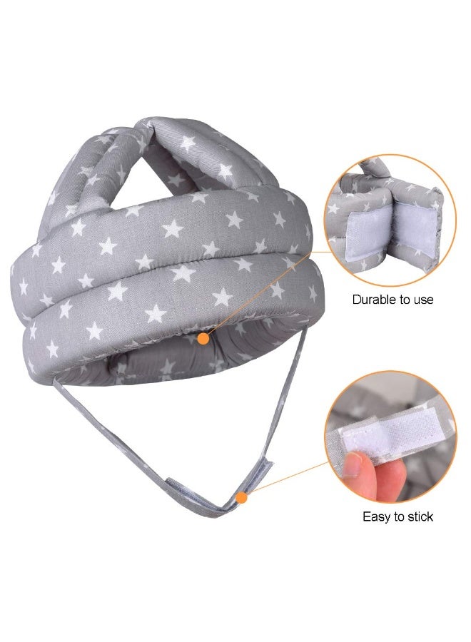 TORASO خوذة توراسو للأطفال، خوذة رأس للأطفال الرضع للزحف، واقي رأس مبطن، واقي رأس ناعم للأطفال الذين يتعلمون المشي، نجمة رمادية (1) - Image 3