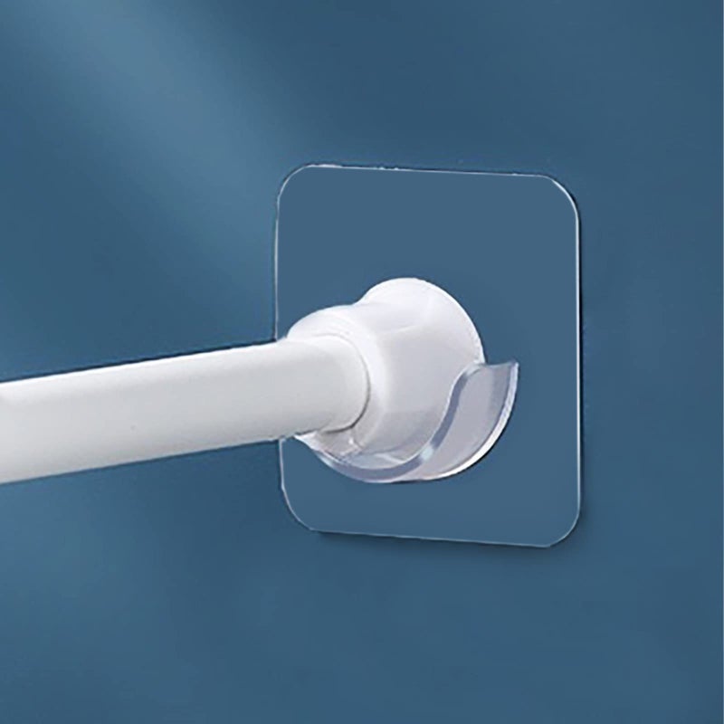 Venupple Spring Tension Rod Holder, 4 Packs 1.18 Inches Small Transparent Shower Rod Bracket No Drilling, Small Adhesive Tension Curtain Rod Retainer Shower Curtain Rod Holder - Image 1