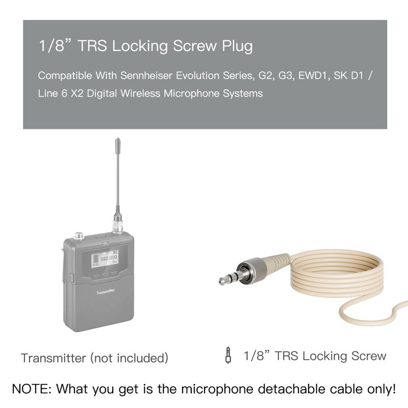 JK كابل قفل قابل للفصل 1/8" لجهاز JK MIC-J 071S ميكروفون رأس ملبوس - Image 2