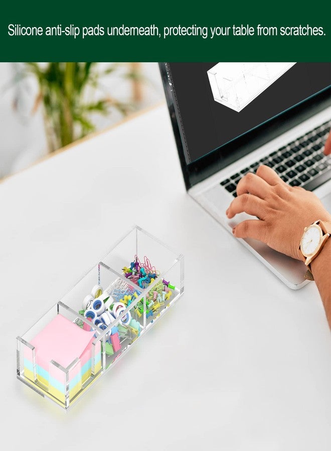 BOSSCASA Acrylic Sticky Note Holder, Self-Stick Note Pad Holder W/O Pads - Note Dispenser Memo Pad Holder Desk Organizer for School Office Home (3''x3'' 3IN1 Clear) - Image 5