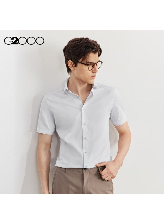 G2000 Mall Same Style Cotton Blend Bicolor Yarn Short Sleeve Shirt Grey Xl/09 - Image 2