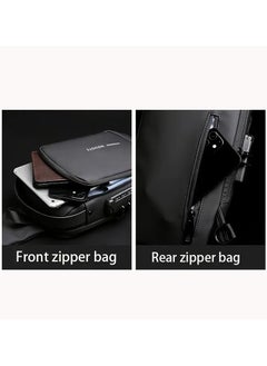 QSHOP Crossbody Backpack Anti-Theft Crossbody Chest Bag Casual Multi-Pocket Handbag Shoulder Bag with USB Charging Port and Password Lock Waterproof Travel Bag for Men Women  - Image 4