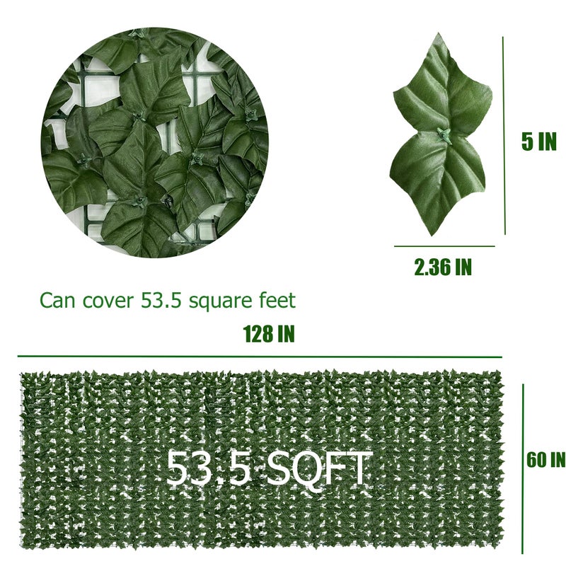 DOPGIB Artificial Ivy Privacy Fence Screen,128" by 60" (53.5 SQFT) UV-Anti Faux Hedge Fence and Fake Ivy Vine Leaf Wall Panels for Indoor&Outdoor Green Backdrop, Garden Greenery Decor - Image 2