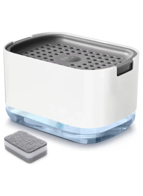 Soap pump dispenser and sponge stand, kitchen tableware soap dispenser, sponge stand, push pump ball box tray container, and set detergent and dishwashing liquid on the countertop