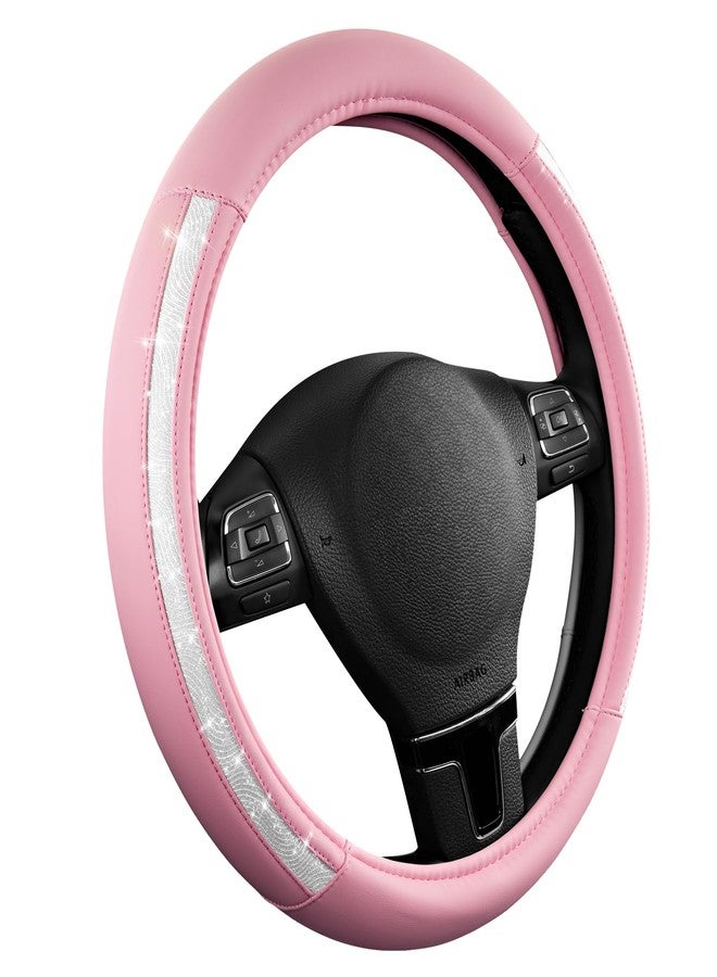 Road Comforts Steering Wheel Cover, Glitter Bling Leather Wheel Cover, Universal Fit 14.5"-15.5" Steering Wheels for Women & Girls, Anti-Slip Car Wheel Protector for Cars, Trucks, Vans, SUVs-Sliver - Image 1