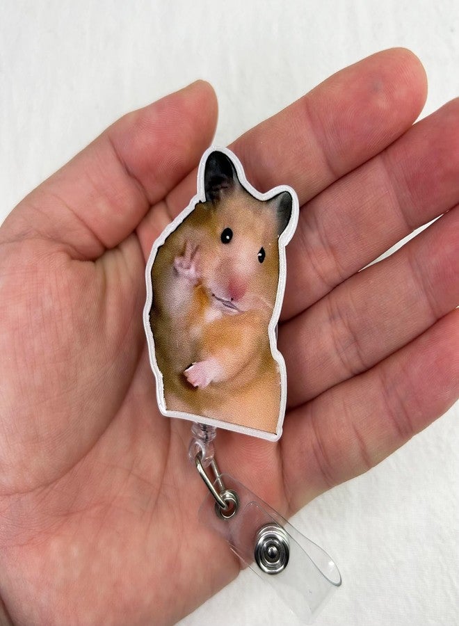 Bydevia Funny Hamster Badge Reel Holder Retractable for Nurse Nursing RN Doctor Medical Personnel & Teacher | Nurse Gifts Cute Animal ID Name Badge Reel with Alligator Clip & 24” Durable Nylon Cord | Acrylic - Image 3