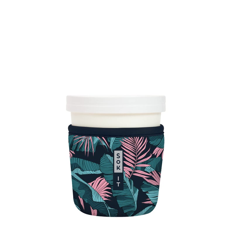 Sok It IceCreamSok Insulated Neoprene Cover Midnight Tropics Tapered Ice Cream Pints