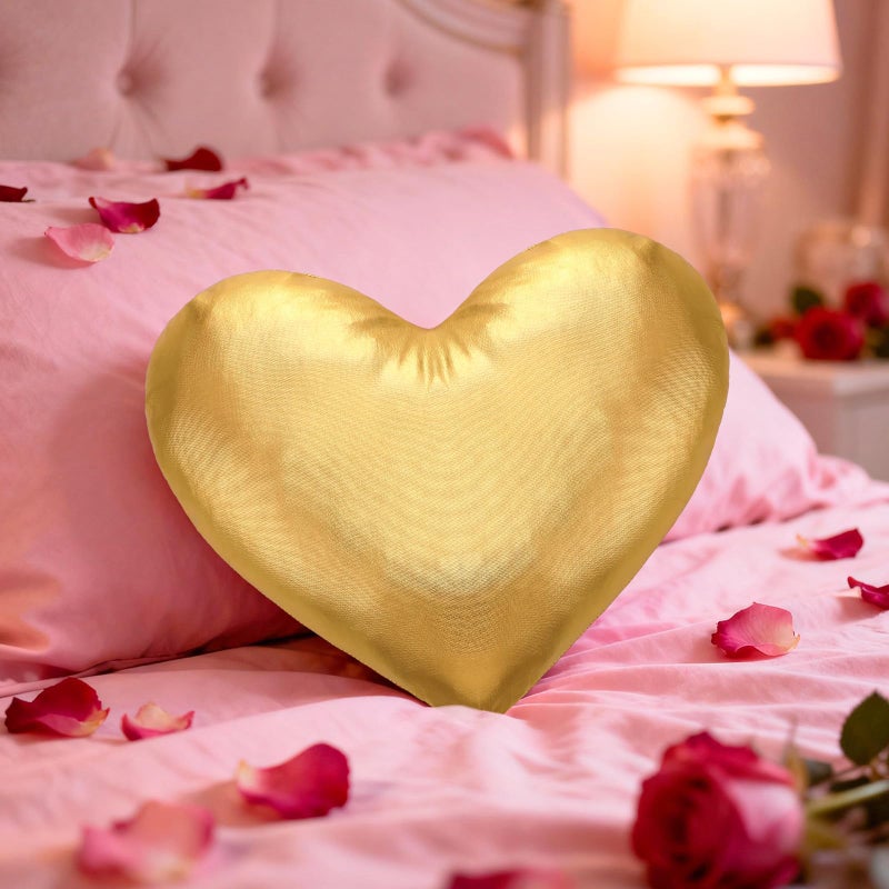 Yookeer Valentine's Day Heart Shaped Pillow 14 x 12 Inch Metallic Leather Throw Pillows Solid Soft Shiny Cushion for Women Valentine Wedding Anniversary Decor for Bed Couch(Gold) - Image 5