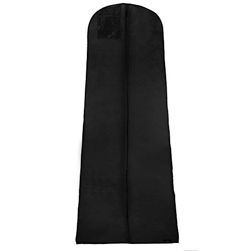 HANGERWORLD 72inch Breathable Wedding Gown Long Dress Hanging Garment Bag for Closet Storage (Black) - Image 3