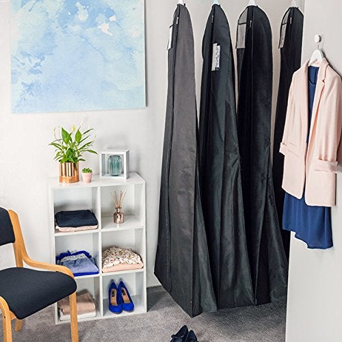 HANGERWORLD 72inch Breathable Wedding Gown Long Dress Hanging Garment Bag for Closet Storage (Black) - Image 4