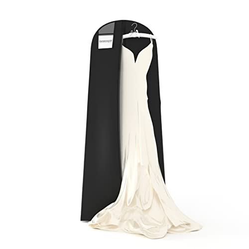 HANGERWORLD 72inch Breathable Wedding Gown Long Dress Hanging Garment Bag for Closet Storage (Black) - Image 1