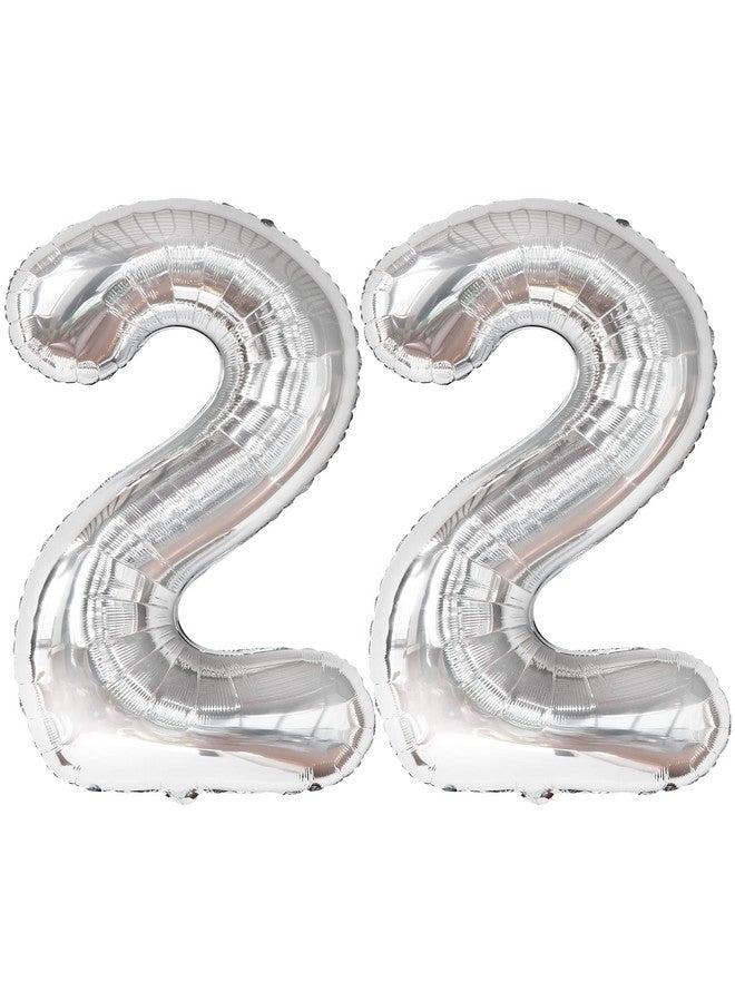 KATCHON , 22 Balloon Number Silver - 40 Inch | 22 Number Balloons | Silver 22 Balloons For 22 Birthday Decorations For Men | Number 22 Balloons | 22 Balloons For 22 Birthday Decorations For Women - Image 1
