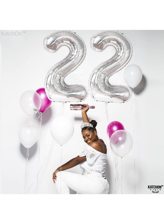 KATCHON , 22 Balloon Number Silver - 40 Inch | 22 Number Balloons | Silver 22 Balloons For 22 Birthday Decorations For Men | Number 22 Balloons | 22 Balloons For 22 Birthday Decorations For Women - Image 3