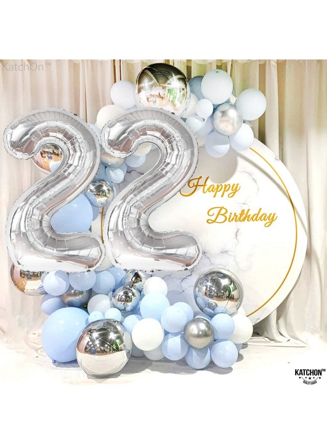 KATCHON , 22 Balloon Number Silver - 40 Inch | 22 Number Balloons | Silver 22 Balloons For 22 Birthday Decorations For Men | Number 22 Balloons | 22 Balloons For 22 Birthday Decorations For Women - Image 2