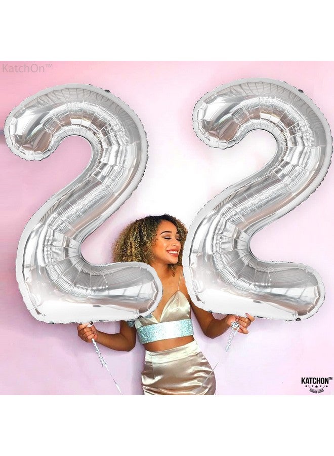 KATCHON , 22 Balloon Number Silver - 40 Inch | 22 Number Balloons | Silver 22 Balloons For 22 Birthday Decorations For Men | Number 22 Balloons | 22 Balloons For 22 Birthday Decorations For Women - Image 5
