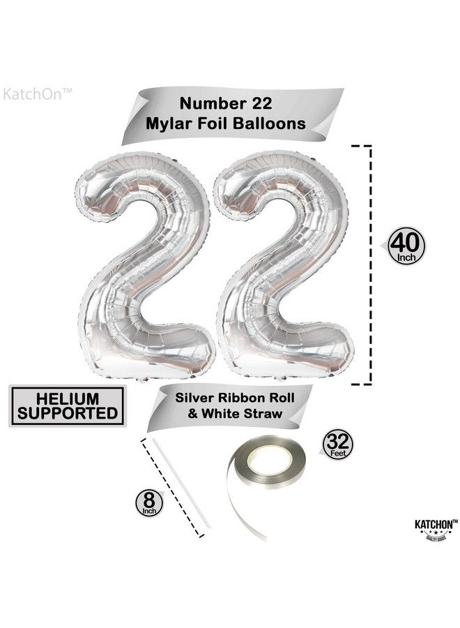 KATCHON , 22 Balloon Number Silver - 40 Inch | 22 Number Balloons | Silver 22 Balloons For 22 Birthday Decorations For Men | Number 22 Balloons | 22 Balloons For 22 Birthday Decorations For Women - Image 4