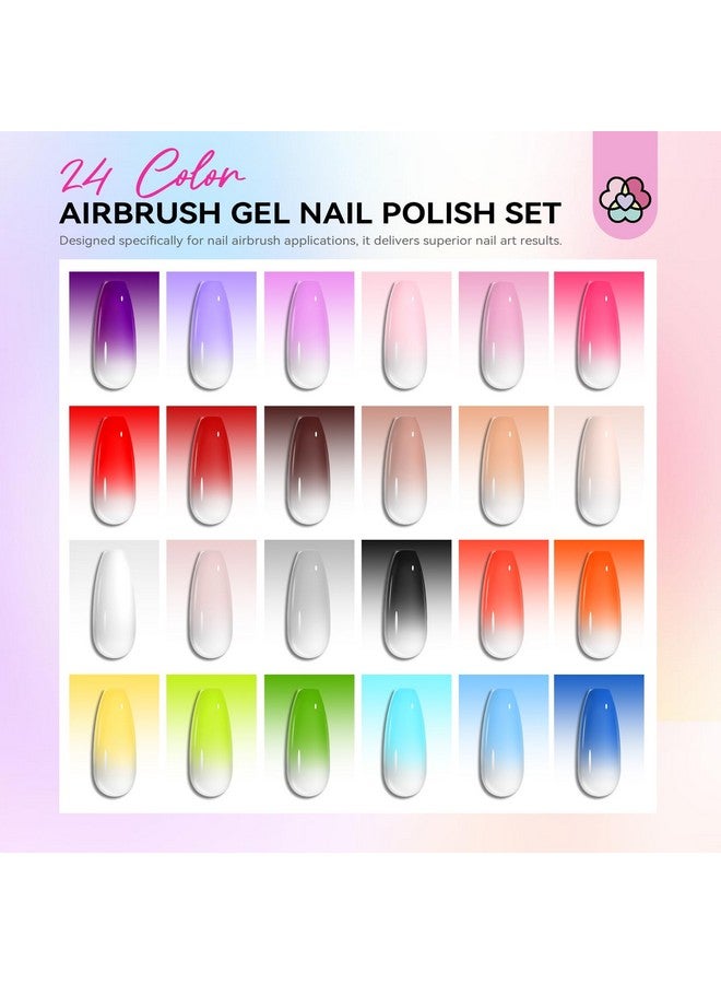 Saviland SAVILAND Airbrush Gel Nail Polish: 24 Color Use with Airbrush for Gradients Nails Blush Nails Layered Nail Art Various Pattern Nail Art Without Dilution High Color Saturation for Home Salon Use - Image 1