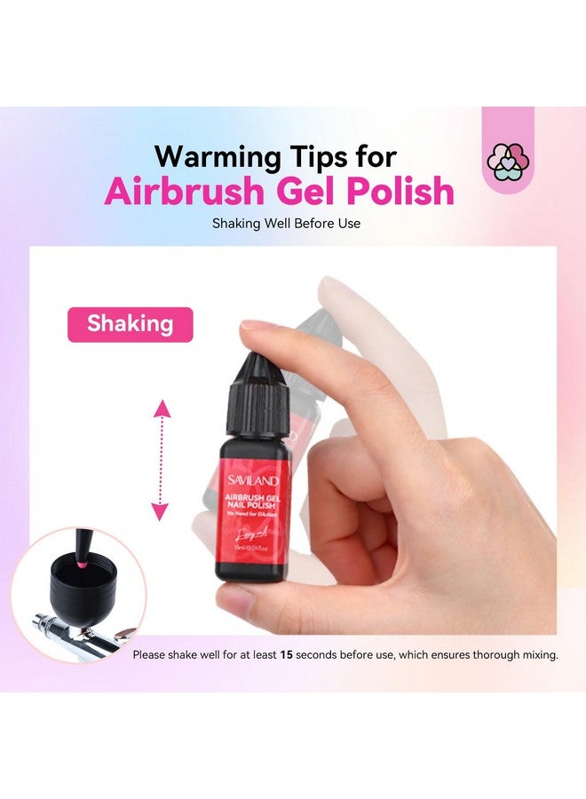Saviland SAVILAND Airbrush Gel Nail Polish: 24 Color Use with Airbrush for Gradients Nails Blush Nails Layered Nail Art Various Pattern Nail Art Without Dilution High Color Saturation for Home Salon Use - Image 3
