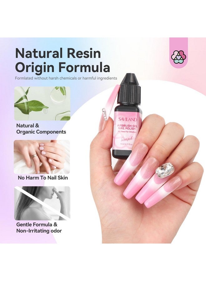 Saviland SAVILAND Airbrush Gel Nail Polish: 24 Color Use with Airbrush for Gradients Nails Blush Nails Layered Nail Art Various Pattern Nail Art Without Dilution High Color Saturation for Home Salon Use - Image 2