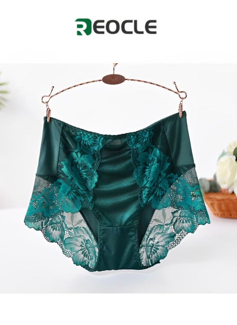 REOCLE Women's Underwear Plus Size Briefs Breathable Lace Panties High Waisted Panties Full Coverage Brief Panty Seamless Brief  - Image 1