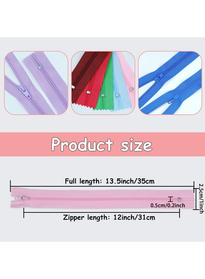 YAKA 60 Pack of 12 Inches Mix Nylon Coil Zippers Bulk - Supplies Zippers for Tailor Sewing Crafts (20 Color) - Image 2