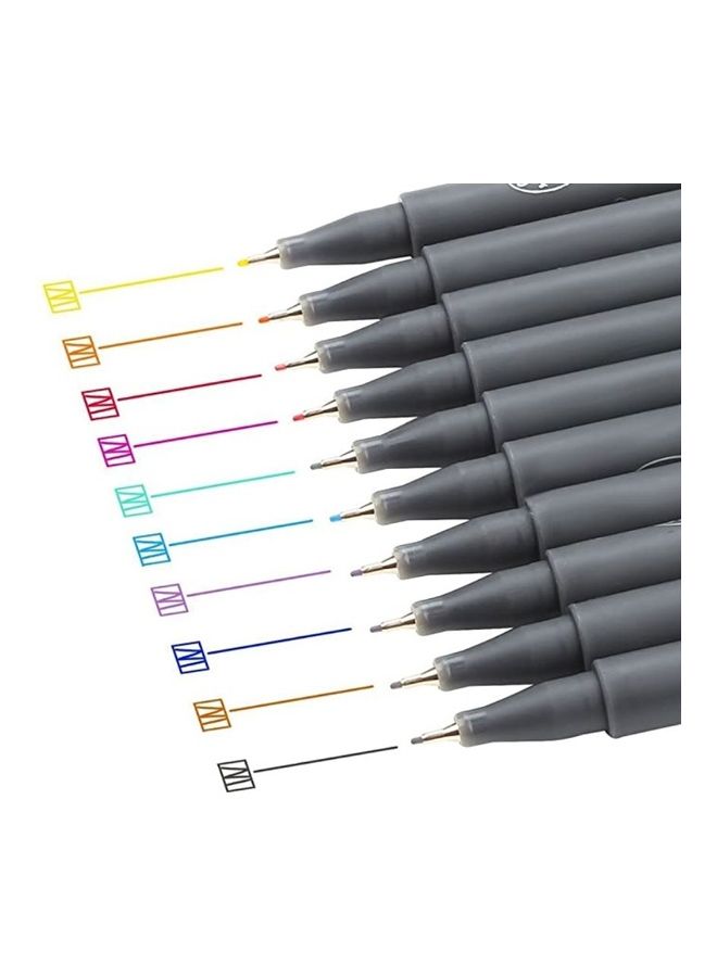 10-Piece Fine Line Drawing Colour Pen Set Multicolour - Image 2