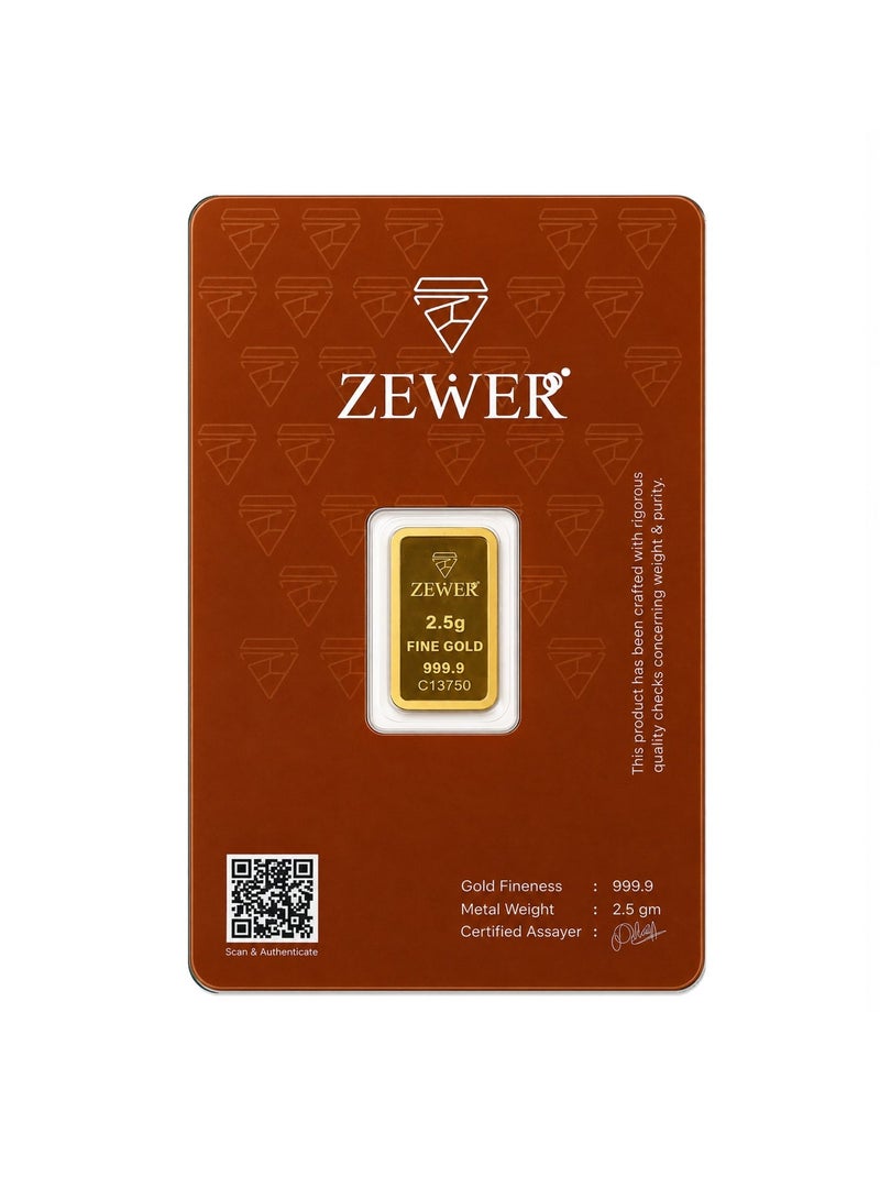Zewer 2.5g 999.9 Purity Flower Gold Bar - Image 1