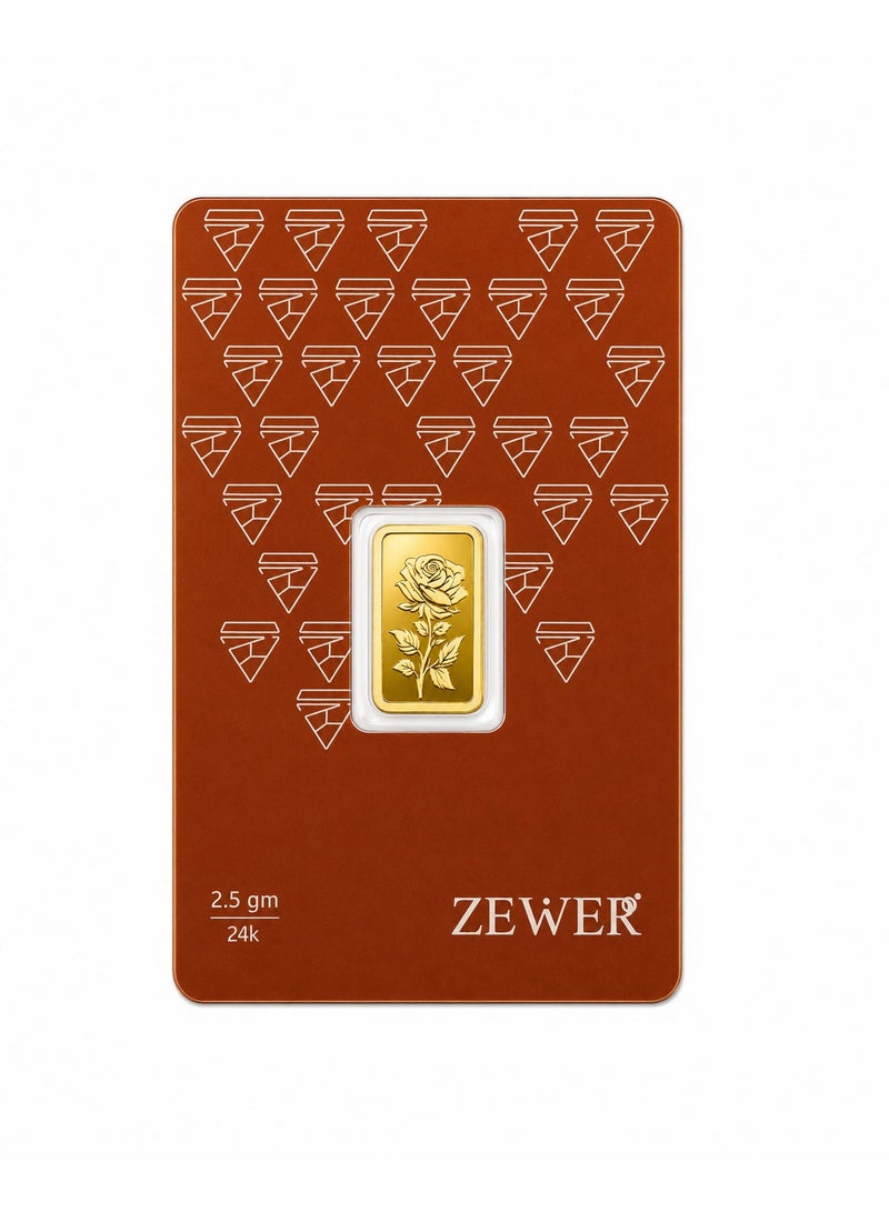 Zewer 2.5g 999.9 Purity Flower Gold Bar - Image 2