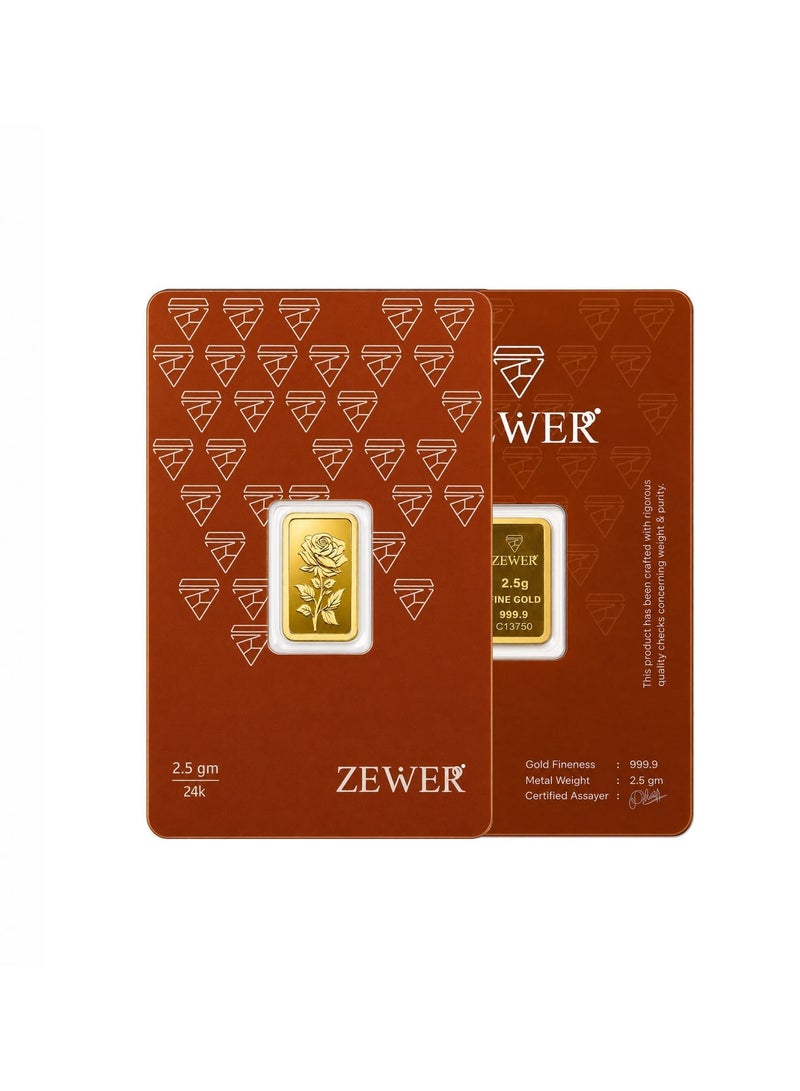 Zewer 2.5g 999.9 Purity Flower Gold Bar - Image 3