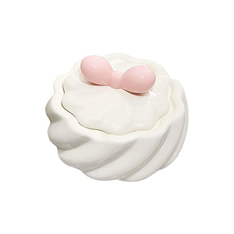 White Bow Covered Ashtray with Ice Cream Design for Household Workplace Office Use - Image 2