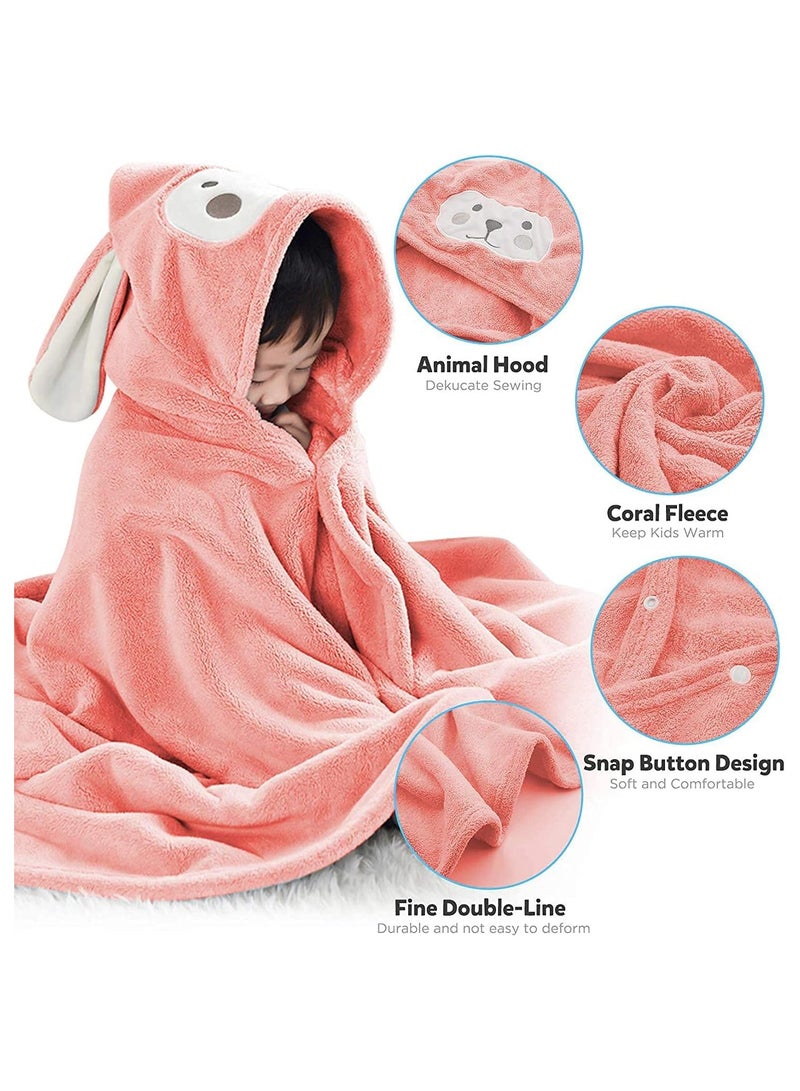 NNEWVANTE منشفة استحمام للأطفال بغطاء رأس - منشفة فائقة النعومة وامتصاص عالي - رداء استحمام بطانية للأطفال - هدايا استحمام للأولاد والبنات - حجم كبير 28" x 55" (وردي) - Image 3