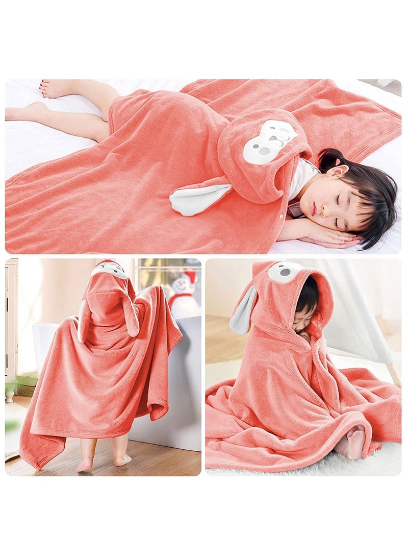 NNEWVANTE منشفة استحمام للأطفال بغطاء رأس - منشفة فائقة النعومة وامتصاص عالي - رداء استحمام بطانية للأطفال - هدايا استحمام للأولاد والبنات - حجم كبير 28" x 55" (وردي) - Image 5