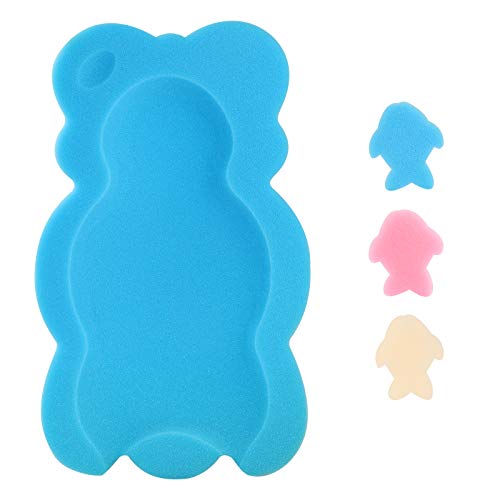 KECUCO Baby Bath Cushion Infant Sponge Mat, Toddler & Newborn Bath Pad - Blue - Image 1