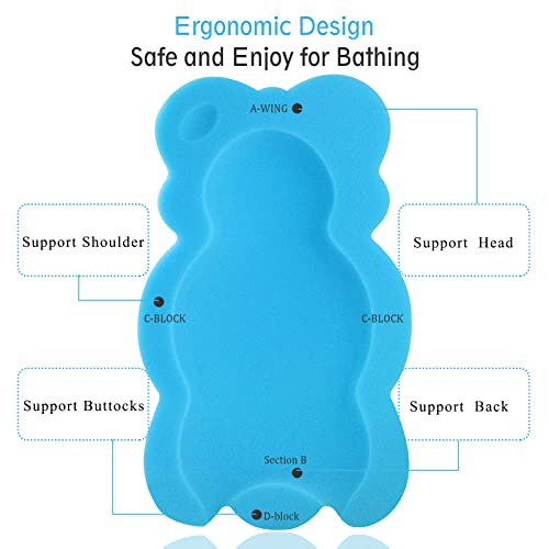 KECUCO Baby Bath Cushion Infant Sponge Mat, Toddler & Newborn Bath Pad - Blue - Image 4
