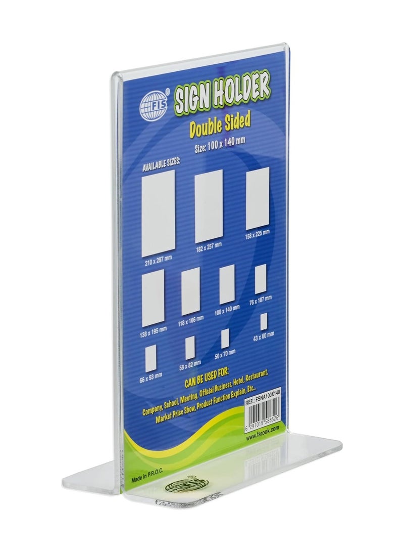 FIS Sign Holders Vertical Double Sided Upright, 100 x 140mm Size - FSNA100X140 - Image 2