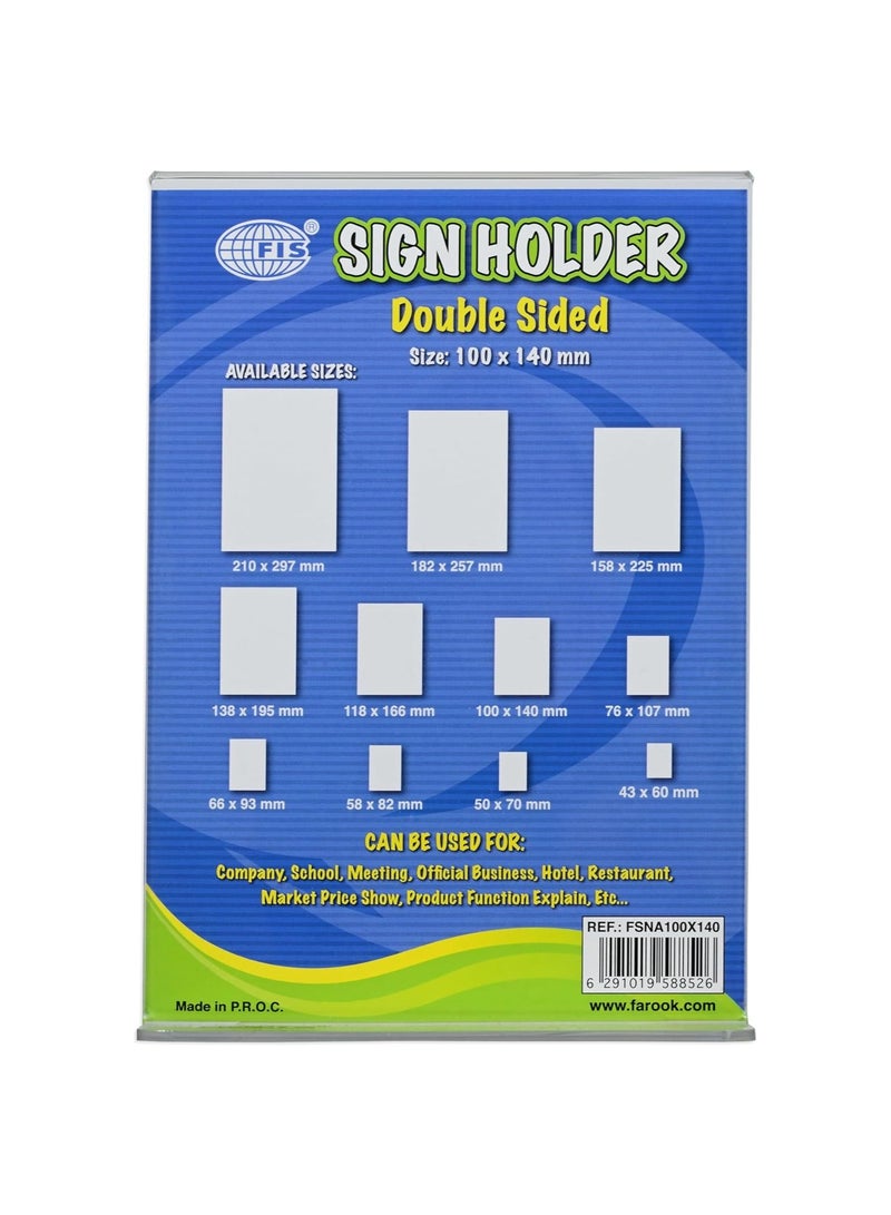 FIS Sign Holders Vertical Double Sided Upright, 100 x 140mm Size - FSNA100X140 - Image 1