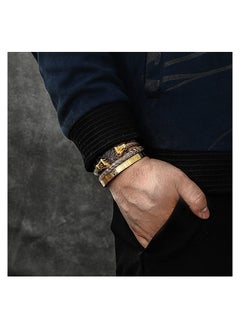 KASTWAVE Stainless Steel Bracelets for Men Gold Roman Numeral Bangle Bracelet Adjustable Cuff Bracelet Twisted Cable Bracelet Luxury Roman Royal Crown Charm Jewelry Gifts, Stainless Steel, Cubic Zirconia  - Image 3