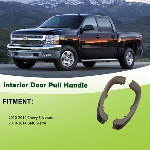 omoZone Pair Interior Door Pull Handle Armrest Inside Grab Handle Front Left&Right Side Cashmere Carbon Fiber Compatible with 2010-2014 Chevrolet Chevy Silverado GMC Sierra Replaces 22842356 22842357 - Image 3