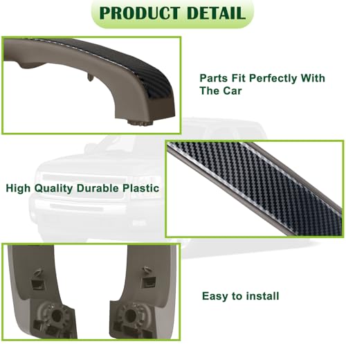 omoZone Pair Interior Door Pull Handle Armrest Inside Grab Handle Front Left&Right Side Cashmere Carbon Fiber Compatible with 2010-2014 Chevrolet Chevy Silverado GMC Sierra Replaces 22842356 22842357 - Image 5