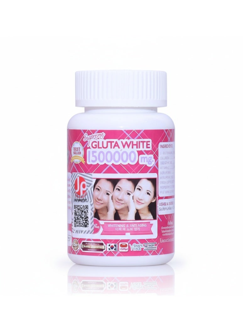 Supreme Gluta White Softgel 1500000 mg – Premium Glutathione with Collagen, CoQ10 & Vitamin C | Smooth, Bright, Healthy-Looking Skin (60 Capsules) - Image 1