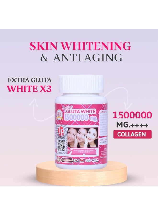 Supreme Gluta White Softgel 1500000 mg – Premium Glutathione with Collagen, CoQ10 & Vitamin C | Smooth, Bright, Healthy-Looking Skin (60 Capsules) - Image 3