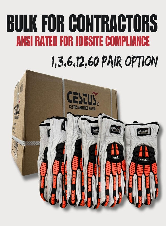 Cestus 3219, Premium Leather Work Gloves, Level A5 Cut Resistant 360 Protection, Heavy Duty Impact Gloves (Large) - Image 2