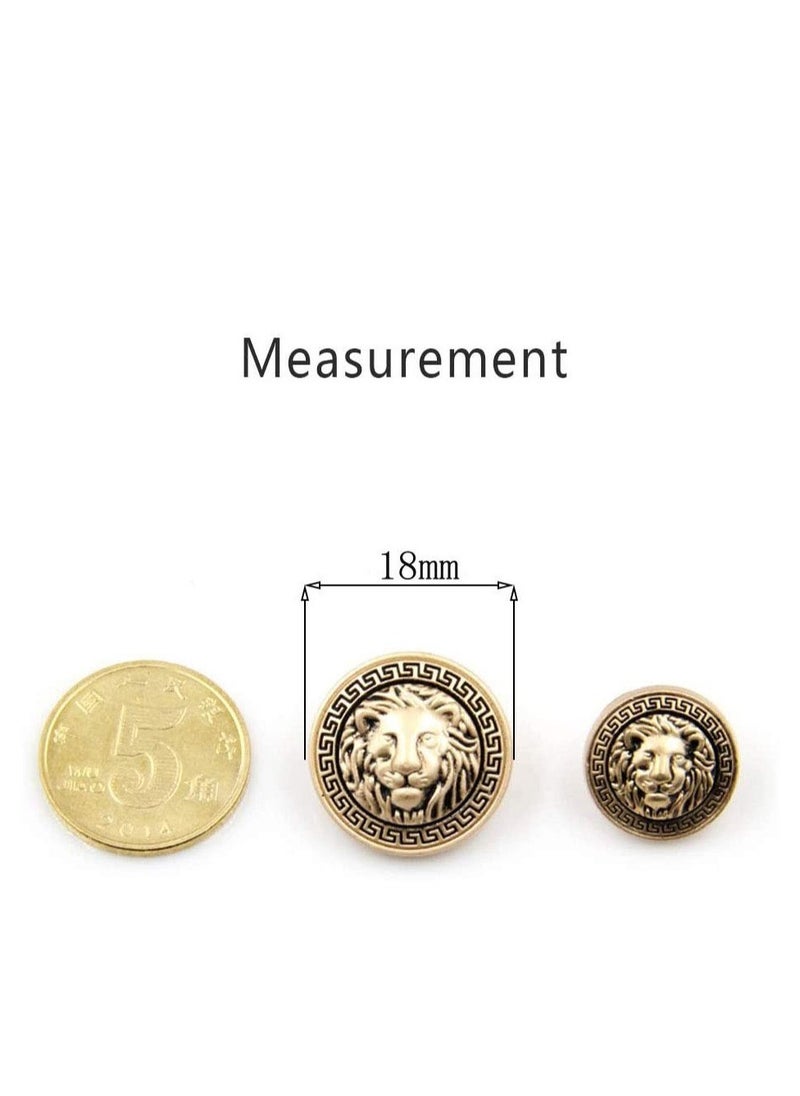 Generic - Gold Lion Head Blazer Button Set, 30pcs Metal Sewing Buttons for DIY Suit/Shirt, Embossed Design, Uniform Accessories (18mm) - Image 1