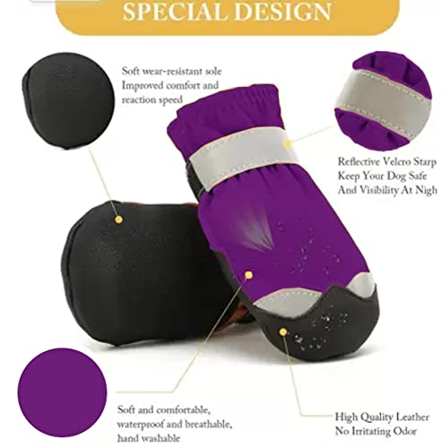 KUTKUT Dog Boots for Small, Medium and Large Dogs | Winter Snow Waterproof Paw Protector | Pet Shoes with Reflective Straps and Non-Slip Sole | Soft & Lightweight Dog Footwear (Size: 7) - Image 2