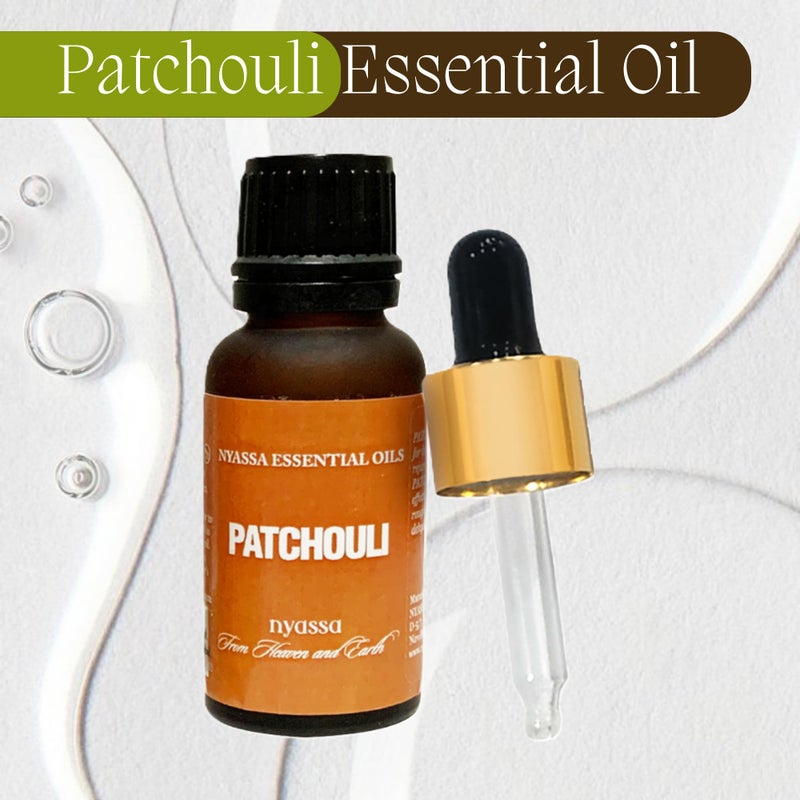 Nyassa Patchouli Essential Oil 20ml known for its antibacterial & skin rejuvenation property. Pure and Natural with no Parabens, Silicons, Petroleum. Aromatherapy oil known to have relaxing benefits. - Image 2