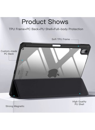 حافظة لجهاز iPad Air مقاس 11 بوصة (طرازات M4/M3/M2 لسنوات 2026/2025/2024)، وكذلك حافظة لجهاز iPad Air الجيل الخامس والرابع (2022/2020) مقاس 10.9 بوصة - غطاء مقاوم للصدمات مزود بغلاف خلفي شفاف وحامل للقلم، حافظة ذكية هجينة ونحيفة متوافقة مع طرازي Air مقاس 11 بوصة و10.9 بوصة، تدعم ميزة التشغيل/الإسبات التلقائي. - view 4